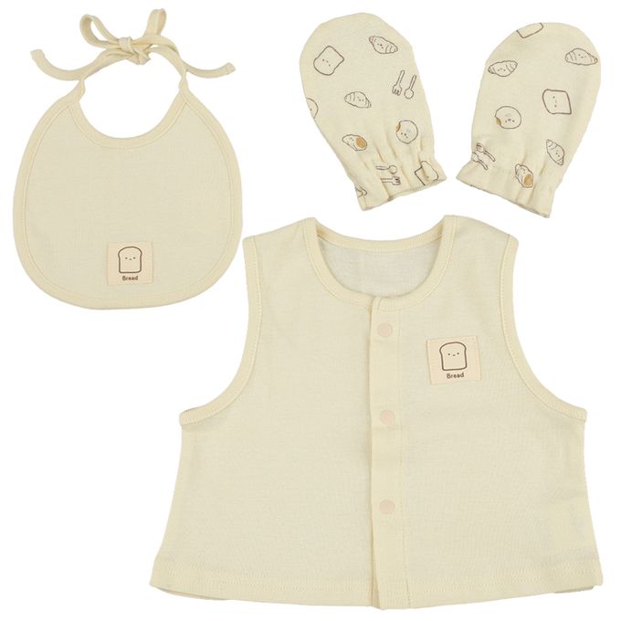 akachan honpo - 新生兒衣物8件組-有機棉-象牙白色