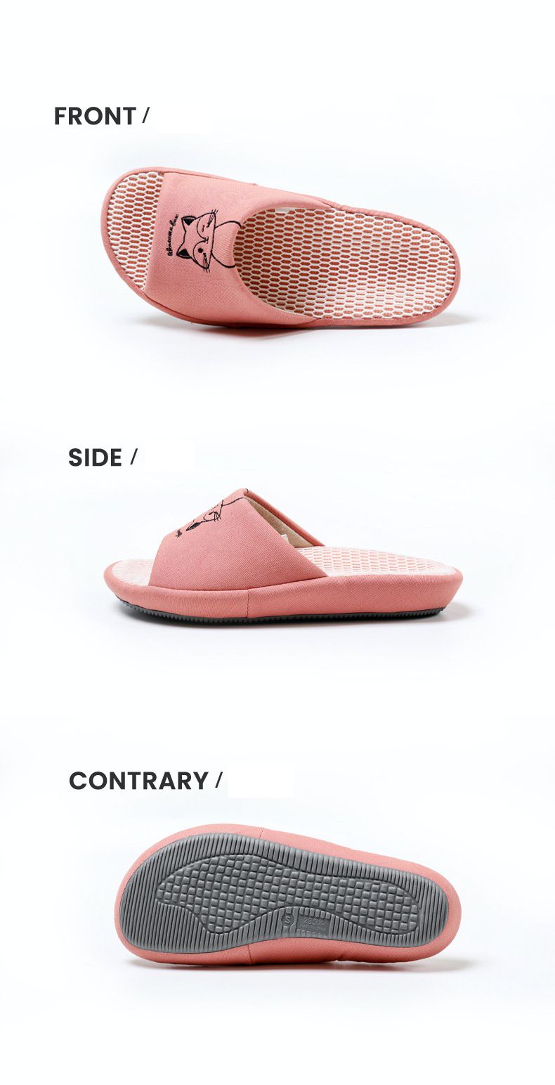 3D立體網眼透氣靜音室內拖鞋-小豬-海軍藍