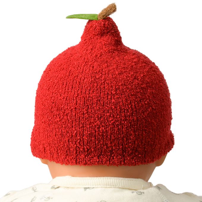 akachan honpo - 毛茸茸柔款針織帽-食物-酒紅色