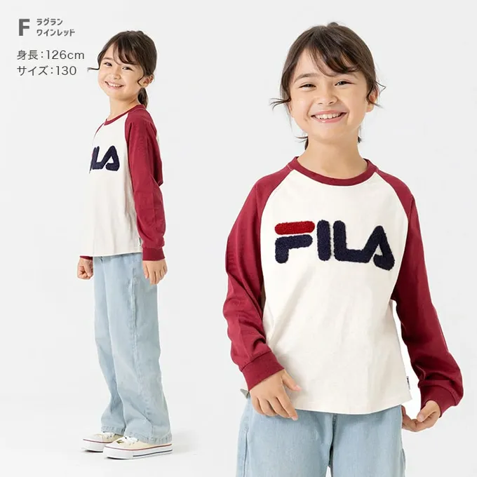 日本 Chil2 - FILA聯名 品牌刺繡長袖上衣-袖子線條-黑