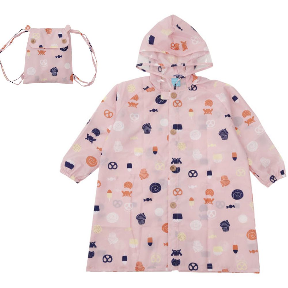 日本 kukka hippo - 兒童雨衣(附收納袋)-點心時間