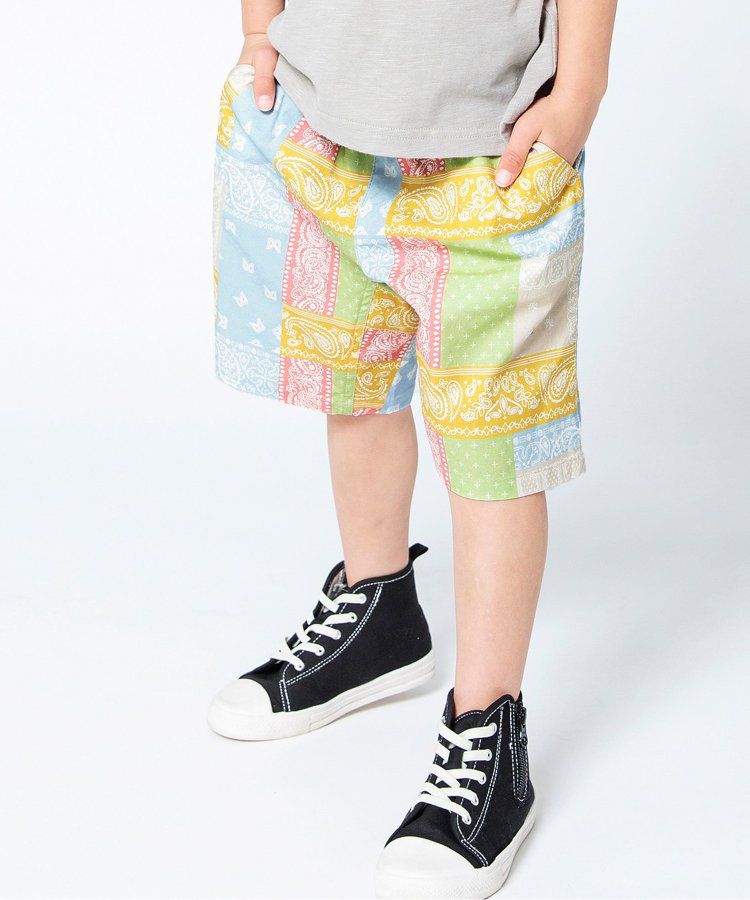 日本 BREEZE - 滿版印花腰束口休閒短褲-圓點-炭黑