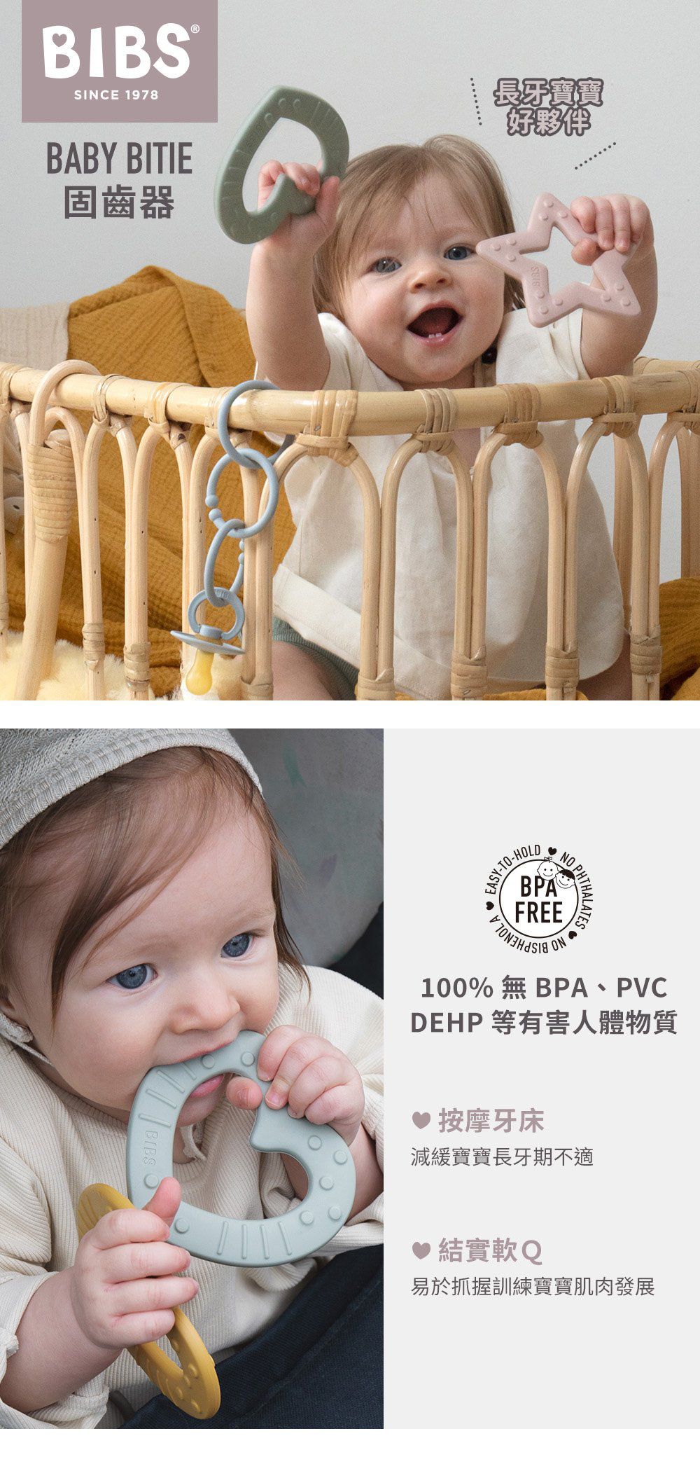 丹麥BIBS - BabyBitie固齒器-愛心-梅粉-單入