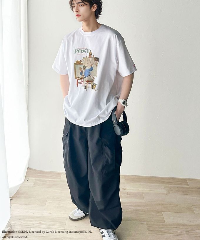 日本 Classical Elf - 設計師聯名 復古印花寬版T恤-三重自畫像-炭灰