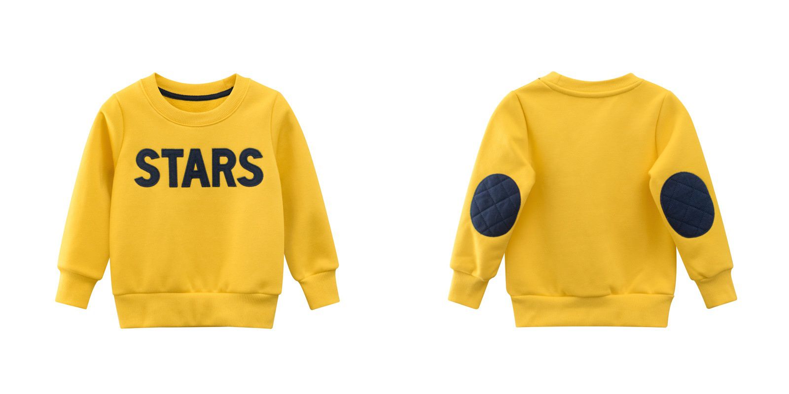 加絨棉混紡長袖大學T-STARS-深藍色