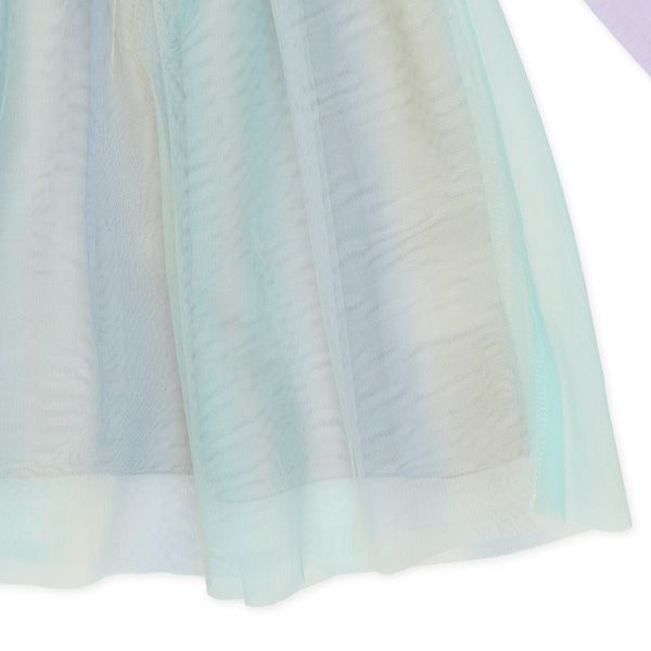 日本西松屋 - 夢幻繽紛紗拼接長袖洋裝-杏白