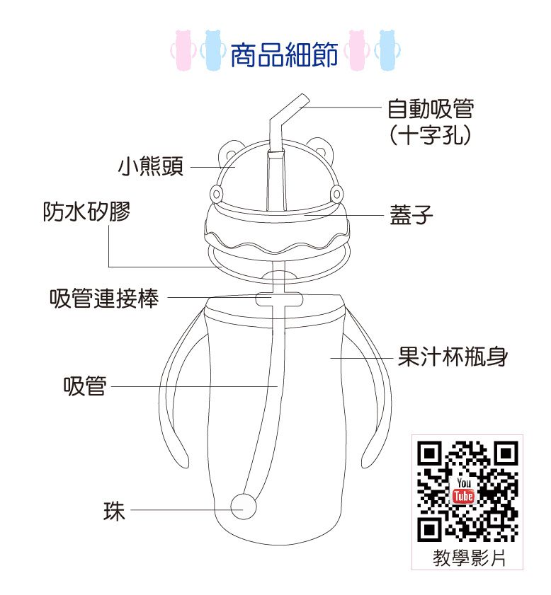 韓國 Pomier 朴蜜兒 - Tritan防脹氣果汁杯【350ml-粉】+拉拉熊磨砂杯280cc(草莓)-超值組合-粉