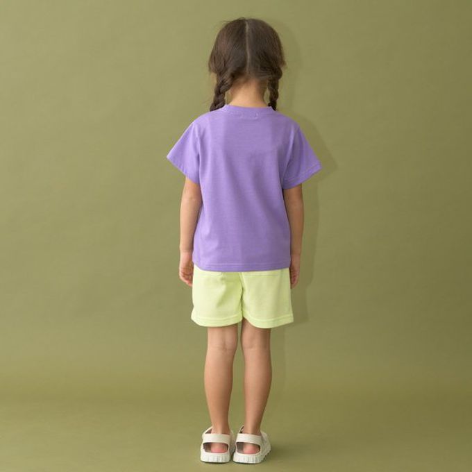 日本 b-ROOM - 簡約印花舒適天竺棉短袖上衣-BETTER-紫