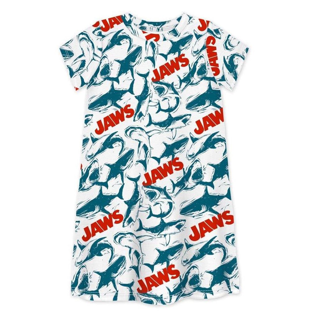 英國 SLEEP NO MORE - 100% 有機棉短袖連身裙-大白鯊JAWS (4-6 Y)