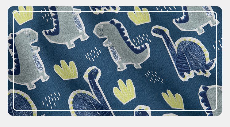 WELLKIDS - 加絨圓領長袖大學T套裝-塗鴉萌萌恐龍-海軍藍