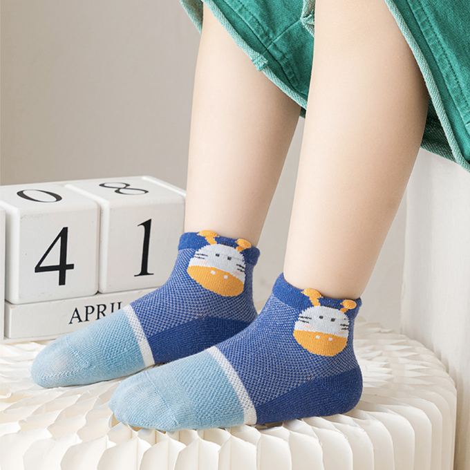 love, charlotte - 斑馬樂園網眼短筒棉襪-5 雙一組