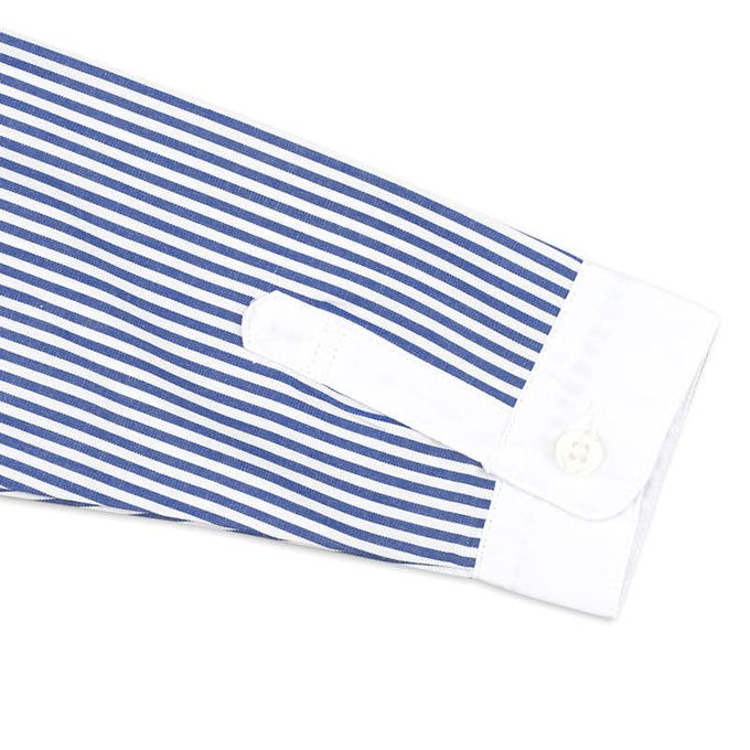 akachan honpo - 長袖襯衫-直條紋 附針織領帶-深藍色