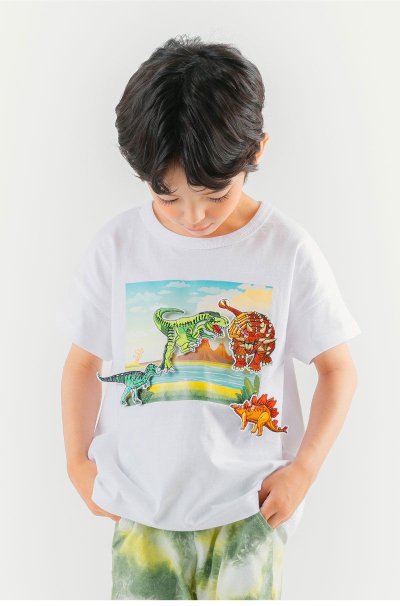 韓國 OZKIZ - 恐龍魔鬼氈探險短袖套裝