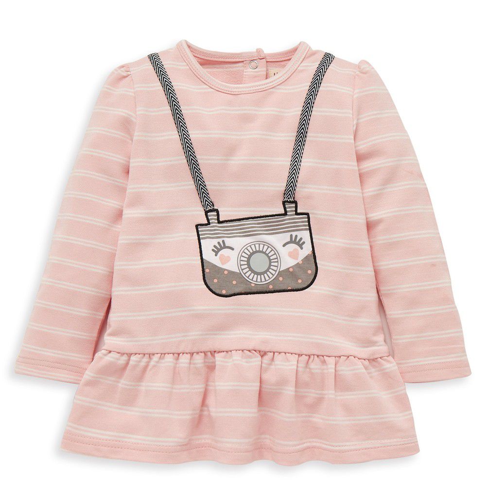 麗嬰房 Little moni - 荷葉襬相機印圖上衣-粉紅