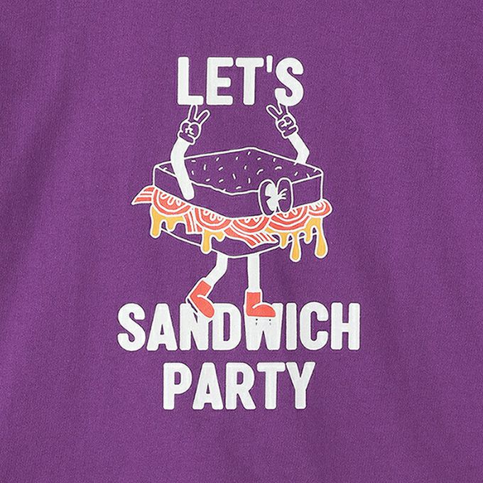 日本 petit main - 100%棉 幽默印花短袖上衣-跑步咖啡-紅