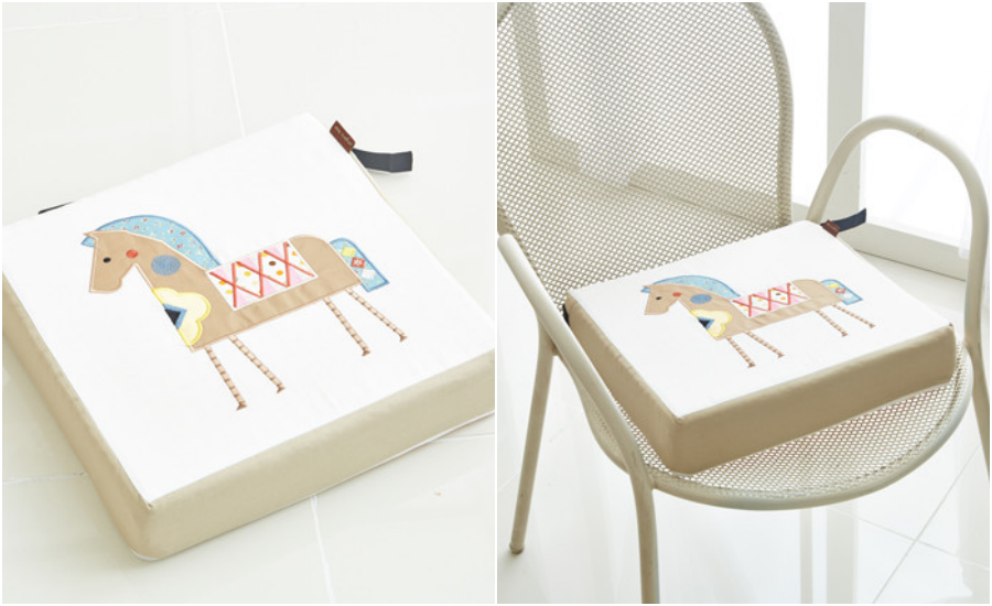 韓國 Organic Bean - 防水乳膠透氣兒童增高座墊-鯨魚家族-黃 (35x35x7cm)