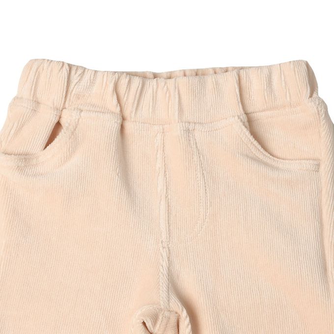 akachan honpo - 10分燈心絨褲-膝蓋圖案-淺卡其色