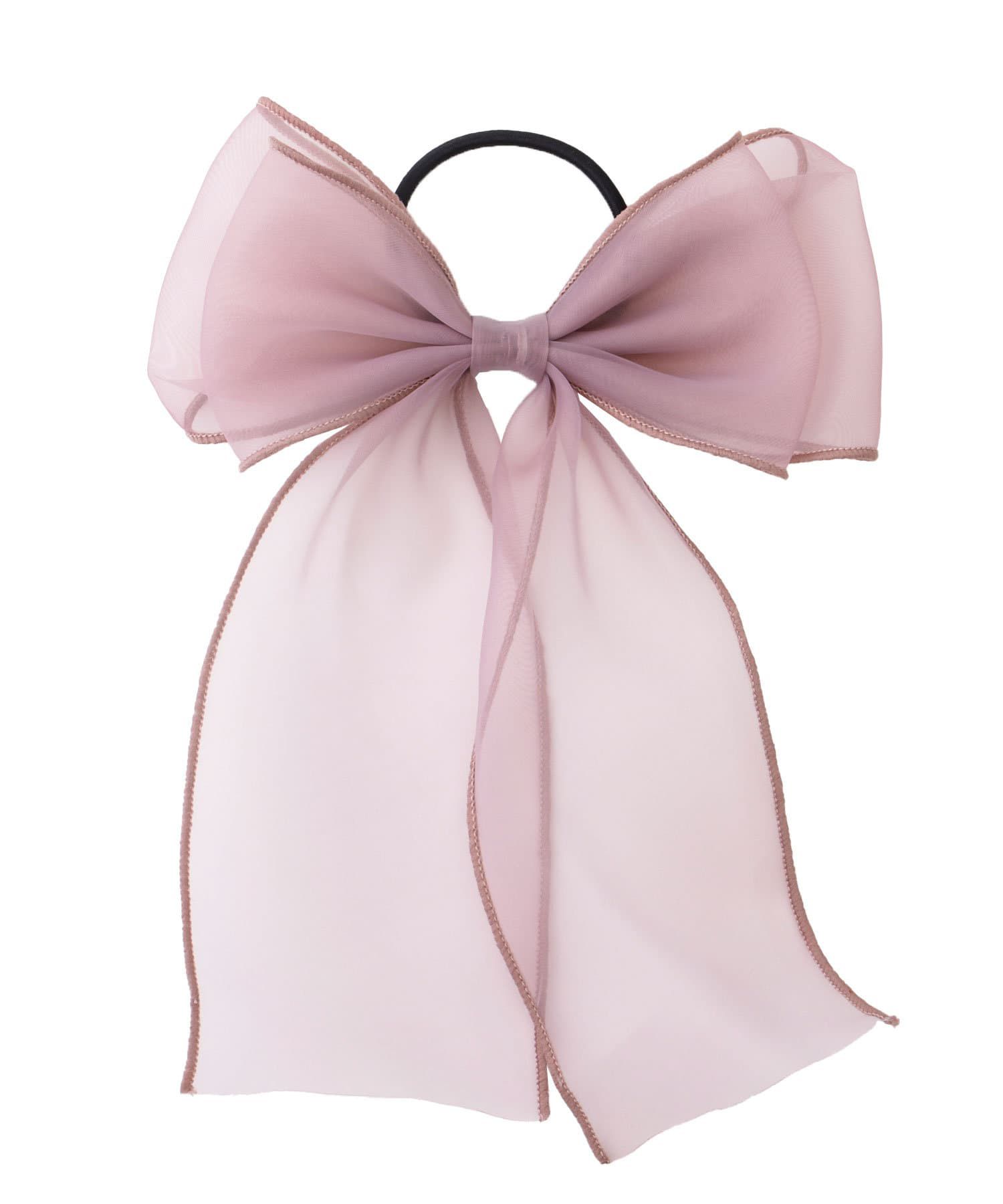 日本 Lattice - 夢幻薄紗蝴蝶結髮圈-珊瑚粉