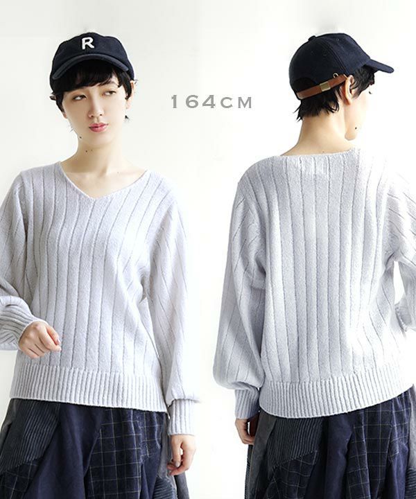 日本 zootie - 顯瘦V領粗羅紋薄針織上衣-焦糖