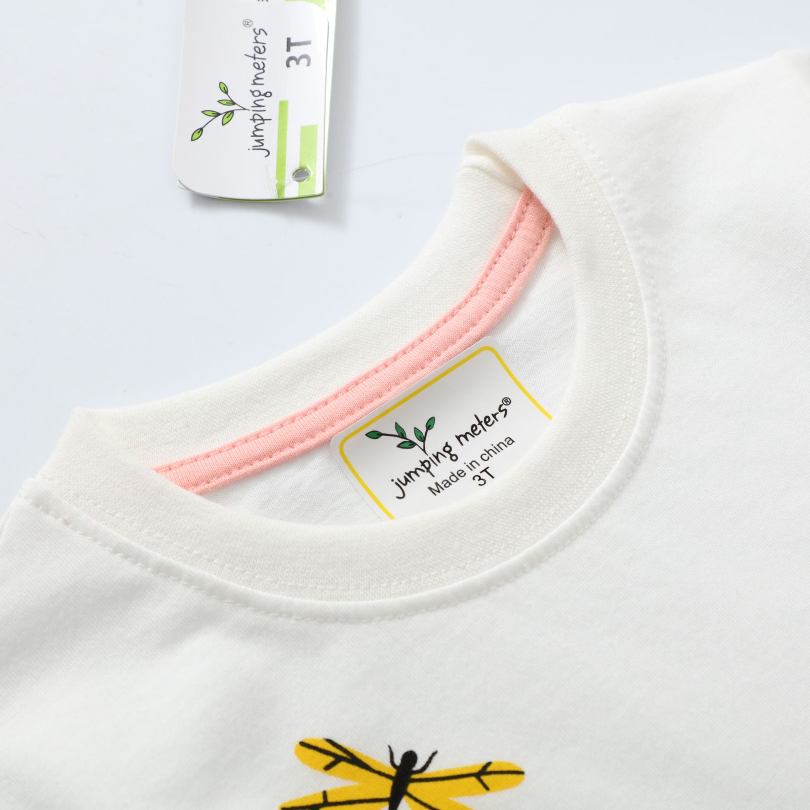 Jumping meters - 棉質圓領短袖上衣-恐龍世界-白色