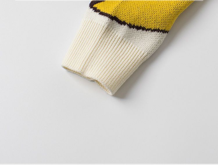 純棉圓領針織長袖上衣-老虎-杏色