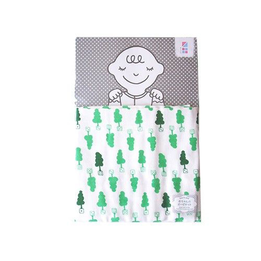 日本MARUJU - FABRIC PLUS日本製四重織純棉紗薄毯-骰子樹-綠-85×110cm
