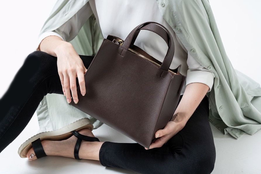 日本 MURA - [樂天NO.1] Square輕量皮革方形托特包-深可可 (26x23x16cm)