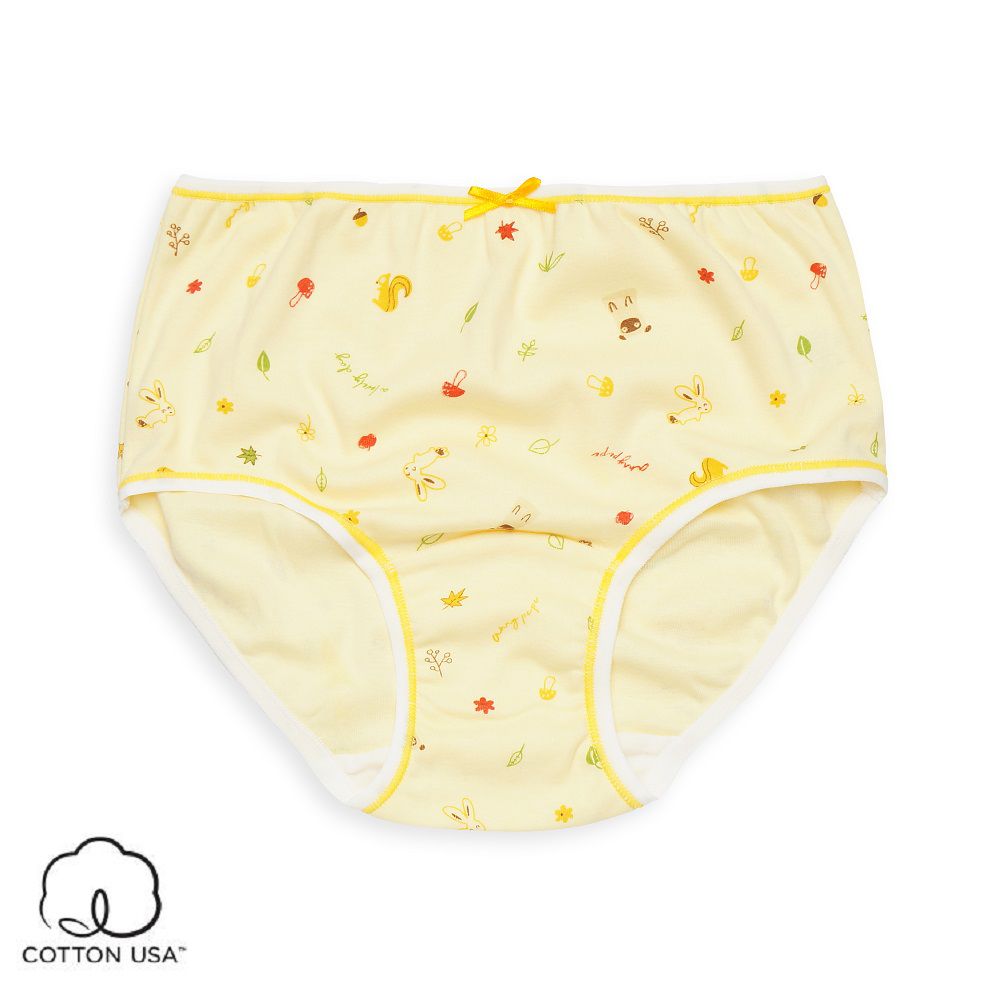 Annypepe - 女童純棉森林物語三角褲-黃 (160)