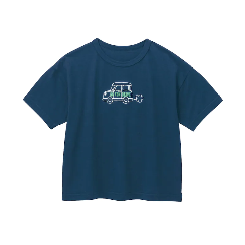 日本千趣會 - GITA 天竺棉刺繡短T-汽車-深藍