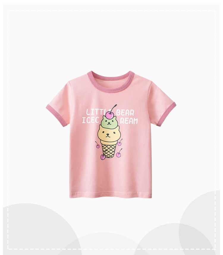 純棉短袖上衣-櫻桃冰淇淋貓貓-粉色