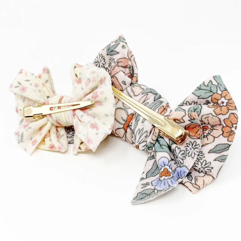 美國baby bling - 蝴蝶結髮飾/髮夾2入組-夏焰碎花