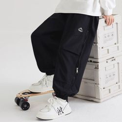 babybody - 防潑水腰鬆緊休閒運動束口長褲-黑色