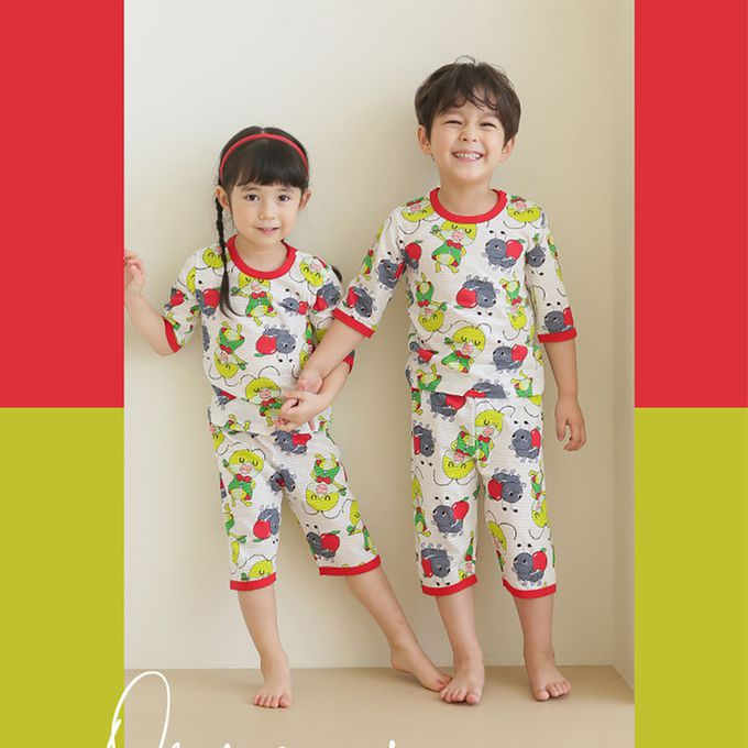 正韓 Puco - 超優質嬰幼兒/兒童七分袖100% 有機純棉家居服/睡衣-螞蟻跟螳螂
