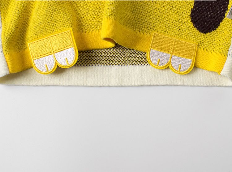 純棉圓領針織長袖上衣-老虎-杏色