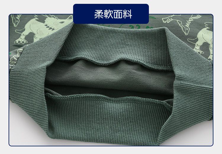 WELLKIDS - 圓領休閒百搭長袖上衣/大學T-恐龍世紀-軍綠色