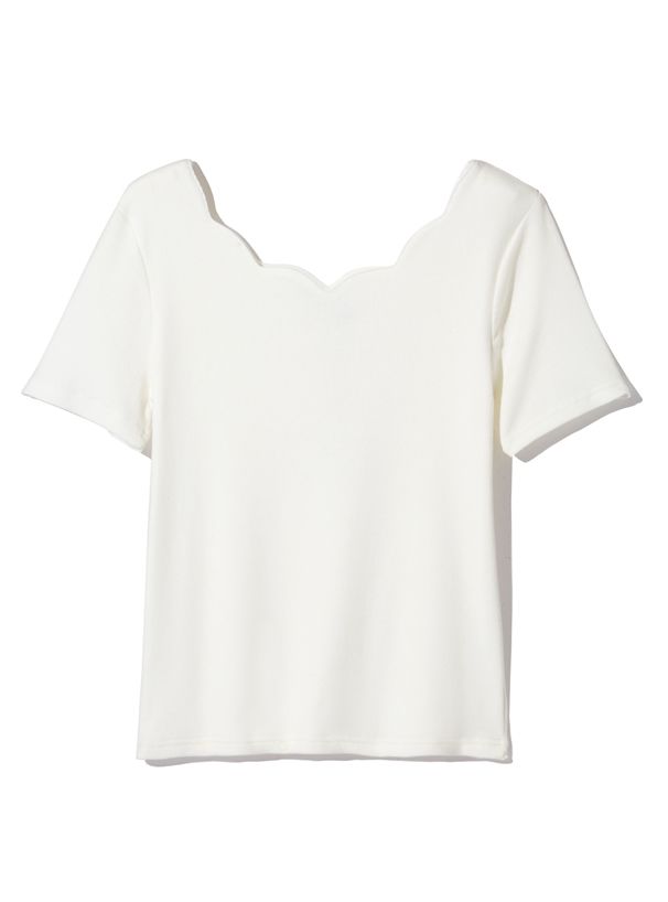 日本 GRL - 氣質花朵領顯瘦短袖上衣-深海藍