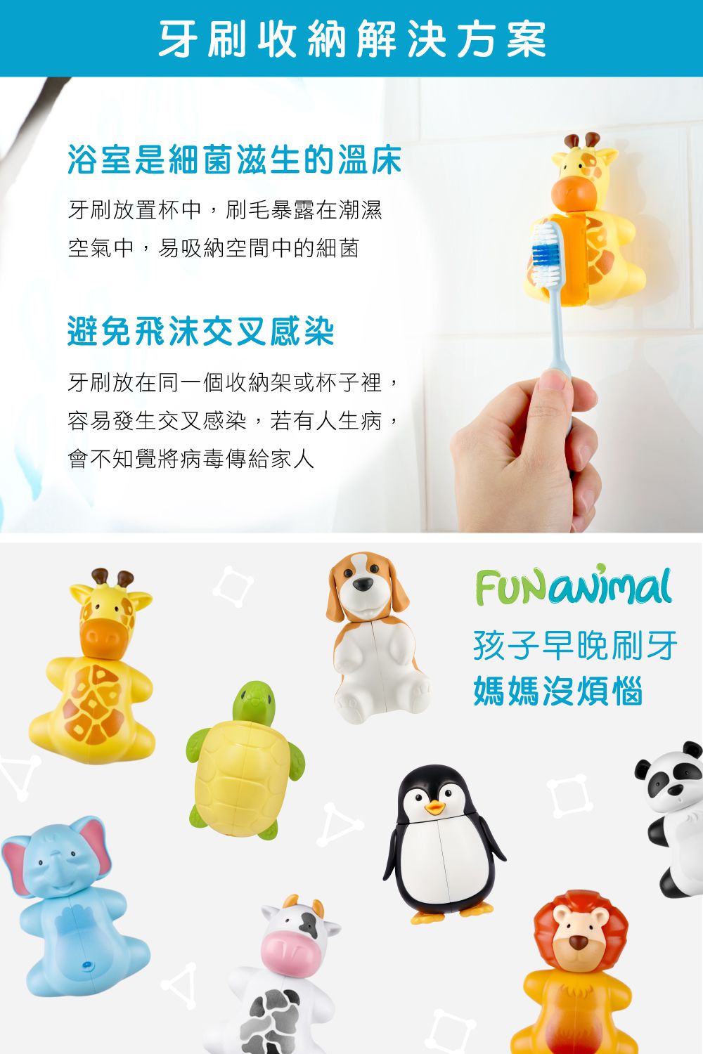 Flipper - 專利輕觸開關牙刷架(COMBO PACK)-海洋系-海龜