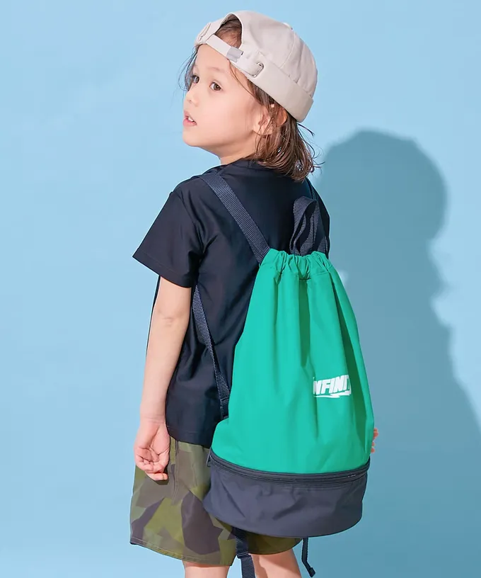 日本 devirock - 雙層設計防水便利游泳背包/水桶包-淺灰x深灰