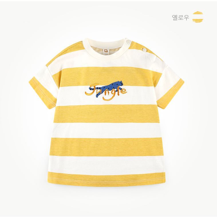 韓國 milk mile - 寬條紋花豹T-黃