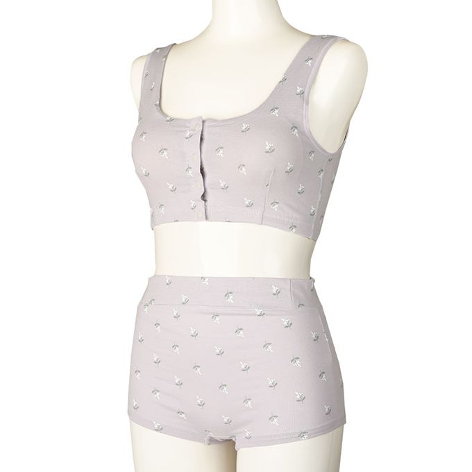 akachan honpo - 半截式內衣-前開式小花-紫色