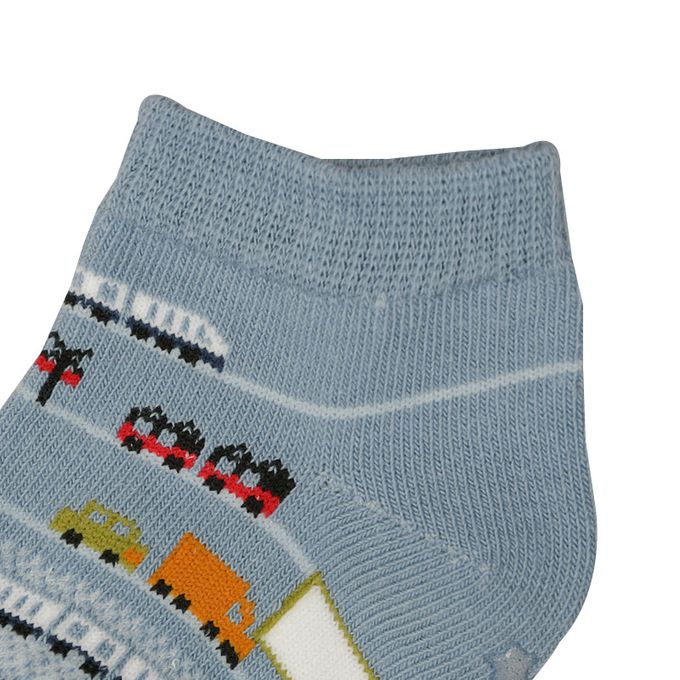 akachan honpo - 踝襪3雙組-電車-藍色 (9~14cm)