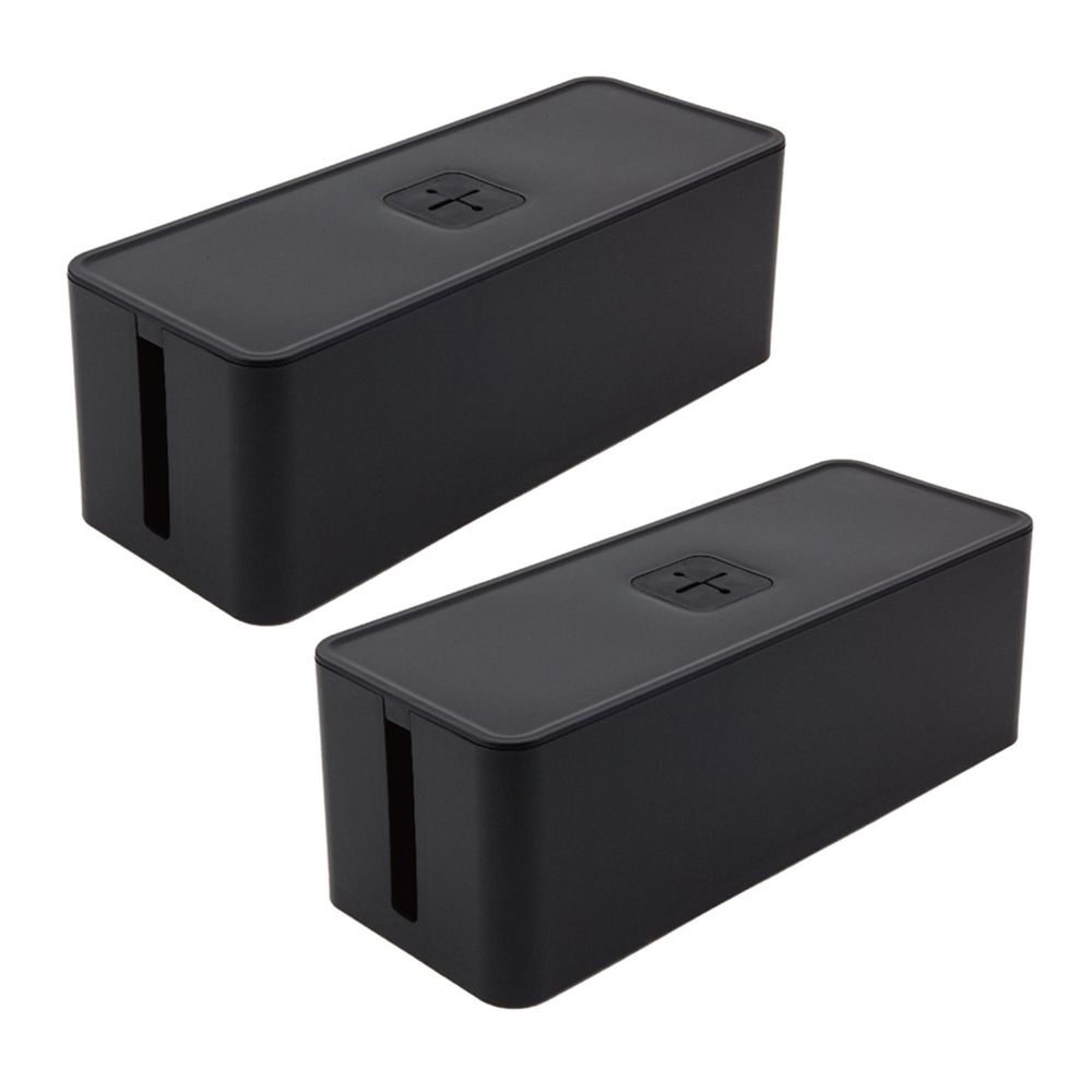 日本JEJ - CABLE BOX 電線插座收納盒 2入組-黑色