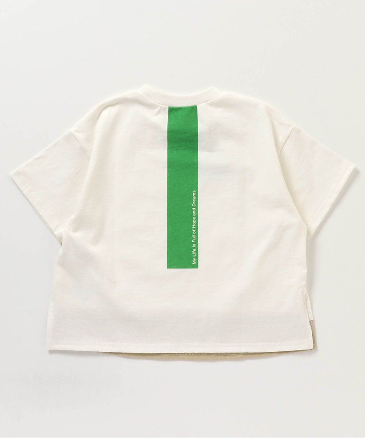 日本 BREEZE - 寬鬆版型背後設計短袖上衣-淺卡其