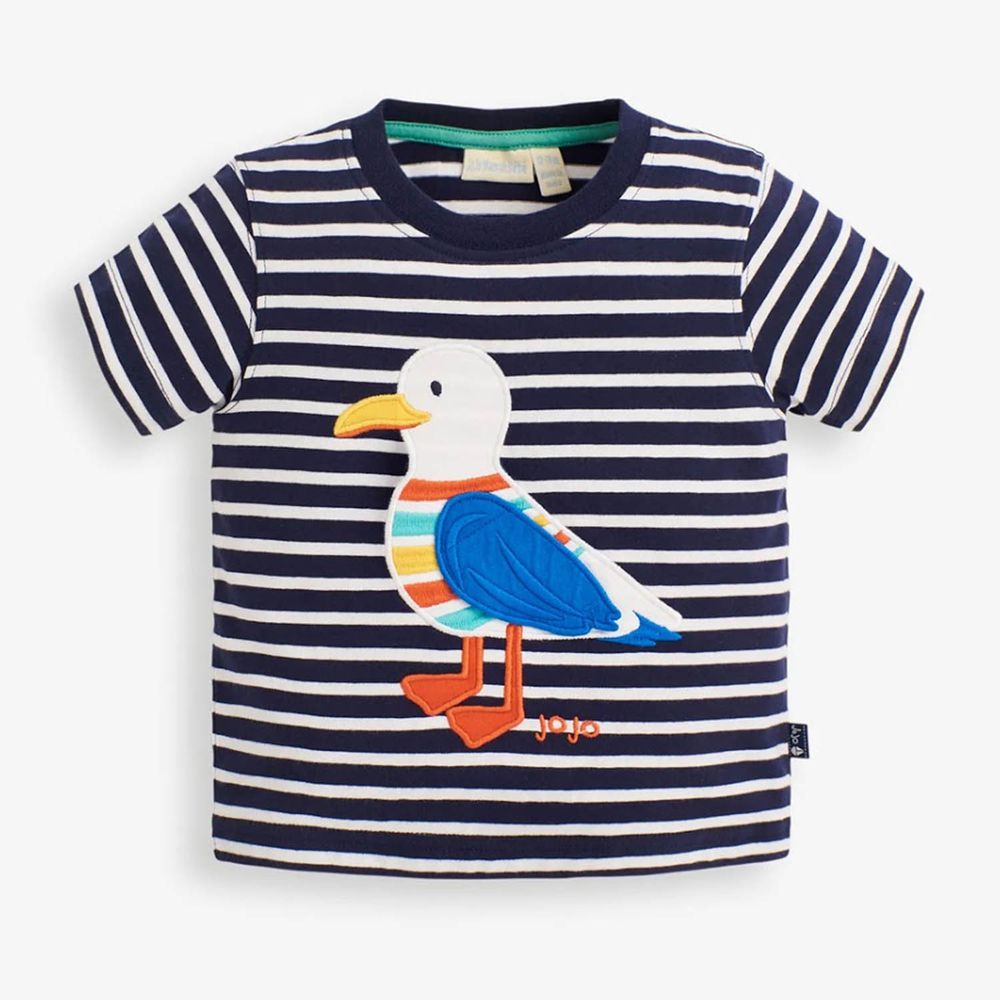 英國 JoJo Maman BeBe - 超優質嬰幼兒/兒童100％純棉短袖上衣/T-shirt/動物T-帥氣海鷗