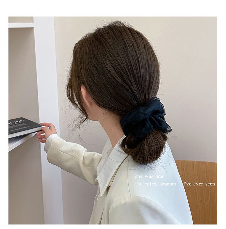 森林系雙層網紗大腸圈/髮圈-咖啡色