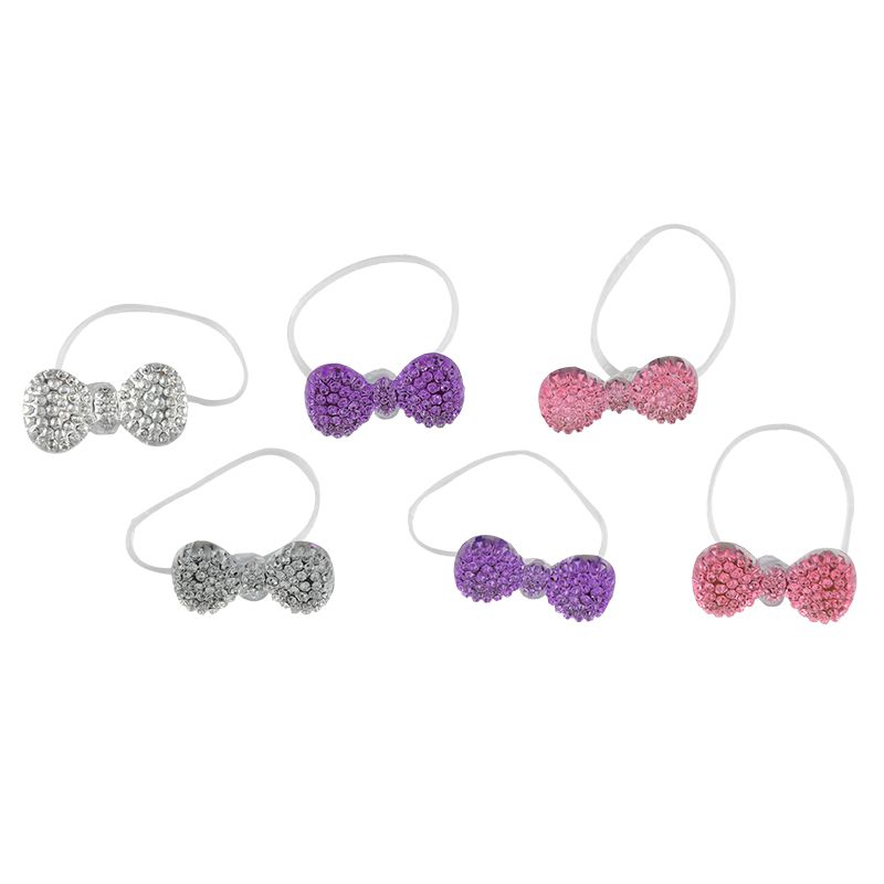 akachan honpo - 迷你髮圈6入-閃亮蝴蝶結-混色