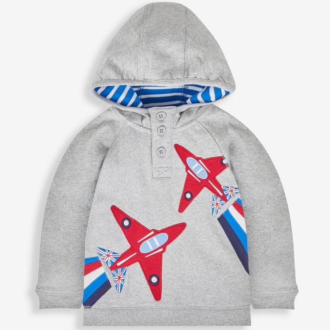 英國 JoJo Maman BeBe - 幼/兒童超優質100%純棉長袖連帽上衣/帽T-噴射機