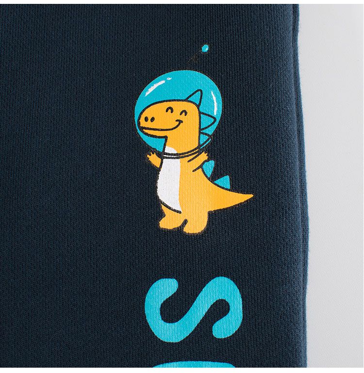 純棉長褲-泡泡恐龍-深藍色