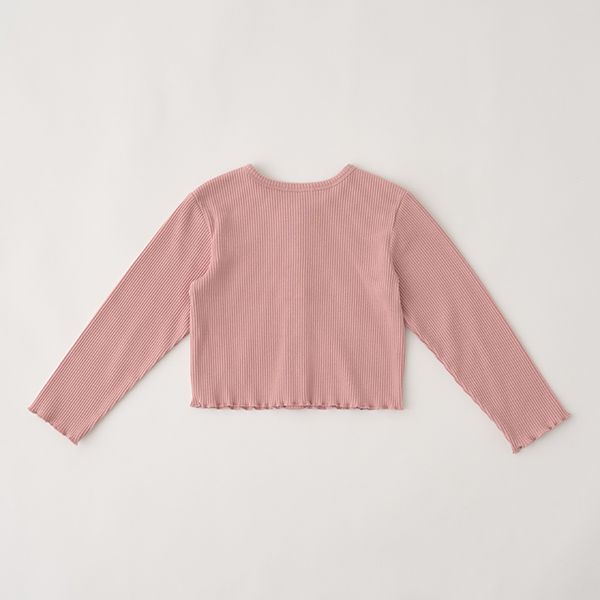 日本 Lycee mine - 下擺波浪百搭鈕扣開襟衫-粉紅