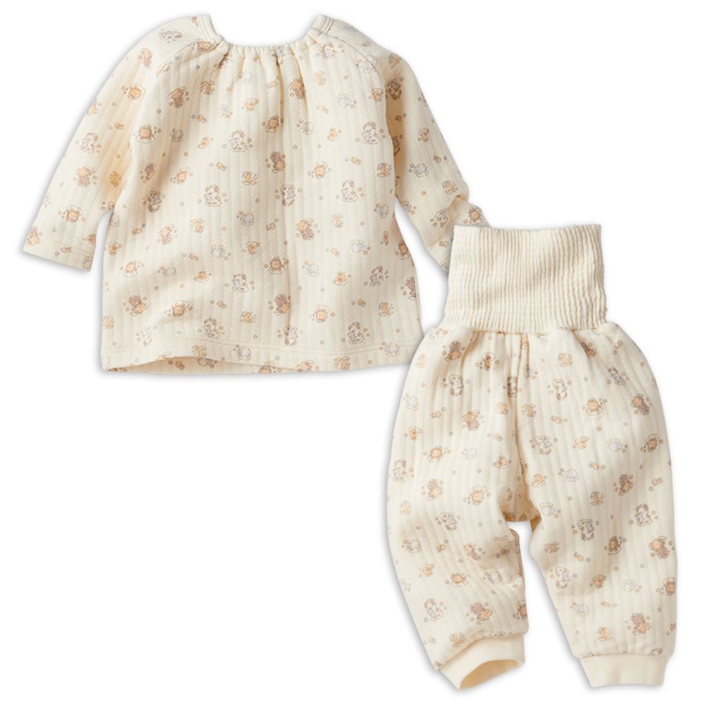 長袖家居服 套頭式-穿衣練習 夢幻小熊-象牙白色